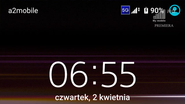 5G słabe logo na ekranie wyświetlaczu smartfonu telefonu