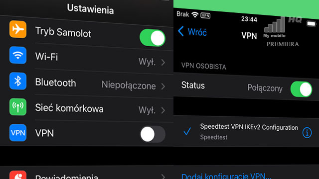 Apple iPhone darmowy VPN w ustawieniach