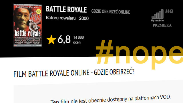 Battle Royale film 2000 rok niedostępny na platformach streamingowych VOD