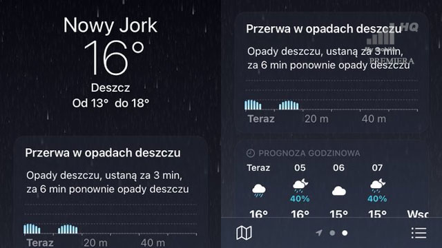 Pogoda aplikacja iOS więcej danych USA na tle Polska