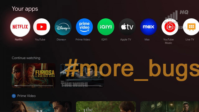 Krzywo napisy pod ikonami aplikacji Google TV