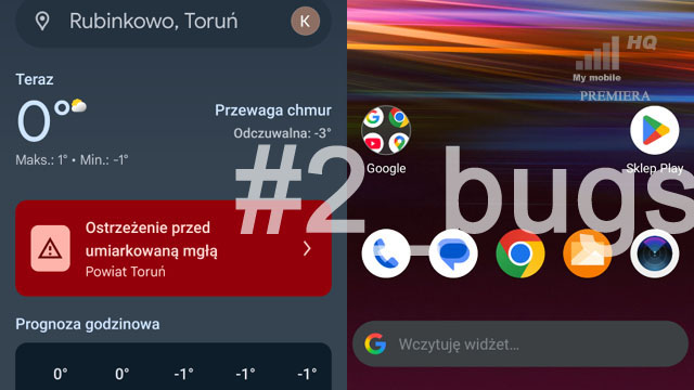Google aplikacja pogoda wyszukiwarka bugi błędy